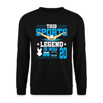 Cette légende du sport a maintenant 20 ans, le jeu de natation 20. - Sweat-shirt Unisexe - noir - Devant - Alina (178cm) & Michal (187cm)