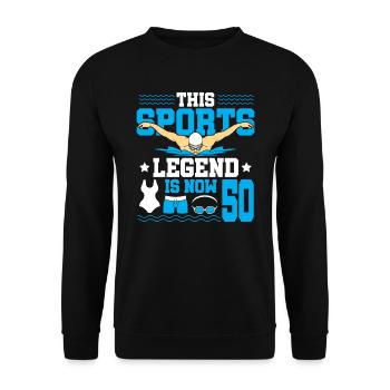 Cette légende du sport a maintenant 50 ans et nage - Sweat-shirt Unisexe - noir - Devant - Alina (178cm) & Michal (187cm)