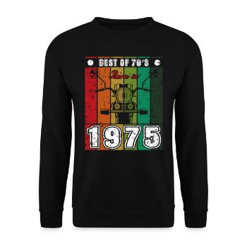 Best Of 70's Geboren 1975 Klassisches Motorrad - Unisex Pullover - Schwarz - Vorne - Alina (178cm) & Michal (187cm)