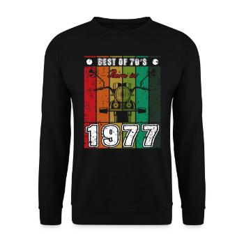 Le meilleur de la moto classique née des années 70 en 1977 - Sweat-shirt Unisexe - noir - Devant - Alina (178cm) & Michal (187cm)
