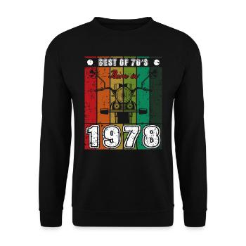 Best Of 70's Geboren 1978 Klassisches Motorrad - Unisex Pullover - Schwarz - Vorne - Alina (178cm) & Michal (187cm)
