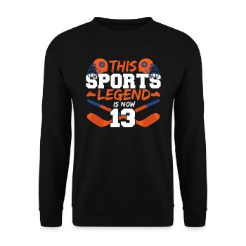This sports legend is now 13, hockey game 13. - Unisex Sweatshirt - black - Front - Alina (178cm) & Michal (187cm)