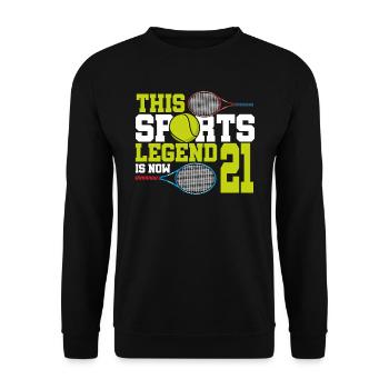 Cette légende du sport a maintenant 21 ans, le tennis 21. - Sweat-shirt Unisexe - noir - Devant - Alina (178cm) & Michal (187cm)