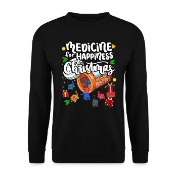 Medizin Für Das Glück Zu Weihnachten Clowder Of - Unisex Pullover - Schwarz - Vorne - Alina (178cm) & Michal (187cm)