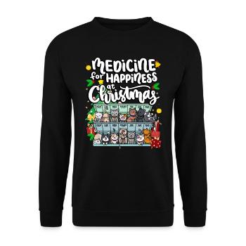 Medizin Für Das Glück Zu Weihnachten Clowder Of - Unisex Pullover - Schwarz - Vorne - Alina (178cm) & Michal (187cm)