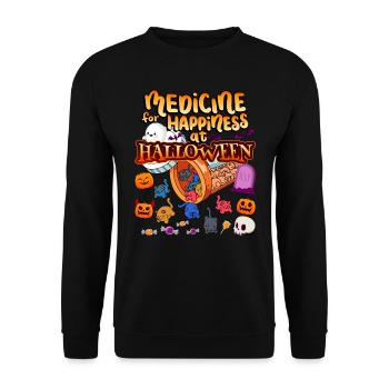 Medicine to Happiness on Halloween Clowder Of - Unisex Sweatshirt - black - Front - Alina (178cm) & Michal (187cm)
