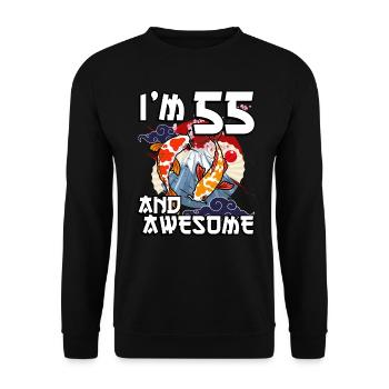 I Am 55 And Awesome Japanese Carp Koi - Unisex Sweatshirt - black - Front - Alina (178cm) & Michal (187cm)