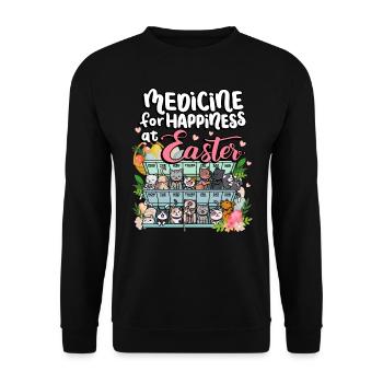 Medicine for Happiness on the Easter Holidays - Unisex Sweatshirt - black - Front - Alina (178cm) & Michal (187cm)
