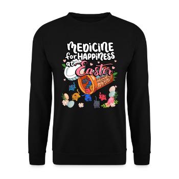Medicine for Happiness on the Easter Holidays - Unisex Sweatshirt - black - Front - Alina (178cm) & Michal (187cm)