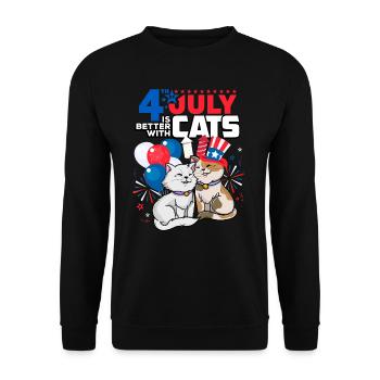 Le 4 juillet est meilleur avec les chats - Sweat-shirt Unisexe - noir - Devant - Alina (178cm) & Michal (187cm)