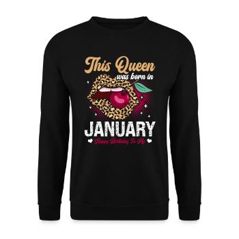 This queen was born in January happy - Unisex Sweatshirt - black - Front - Alina (178cm) & Michal (187cm)