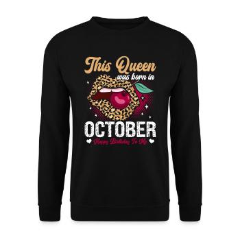 This queen was born in October happy - Unisex Sweatshirt - black - Front - Alina (178cm) & Michal (187cm)