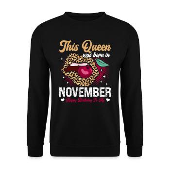This queen was born in November happy - Unisex Sweatshirt - black - Front - Alina (178cm) & Michal (187cm)
