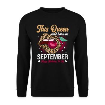 This queen was born in September happy - Unisex Sweatshirt - black - Front - Alina (178cm) & Michal (187cm)