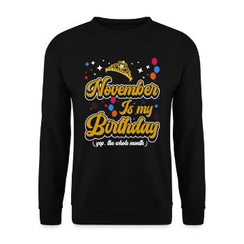 Novembre est mon anniversaire. La célébration de l' - Sweat-shirt Unisexe - noir - Devant - Alina (178cm) & Michal (187cm)