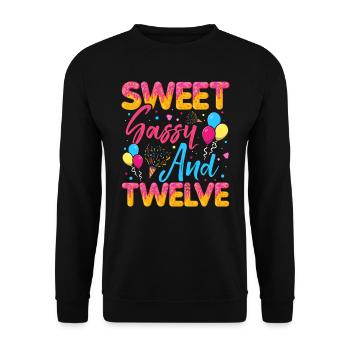 Süßer Frechdachs Und Zwölf Streusel Köstlicher - Unisex Pullover - Schwarz - Vorne - Alina (178cm) & Michal (187cm)