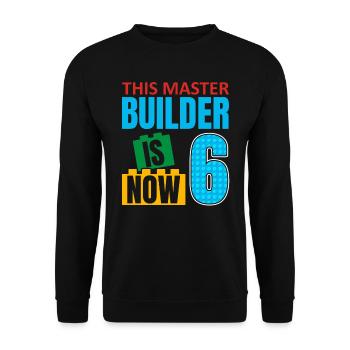 This builder is now 6, Toy Blocks 6. - Unisex Sweatshirt - black - Front - Alina (178cm) & Michal (187cm)