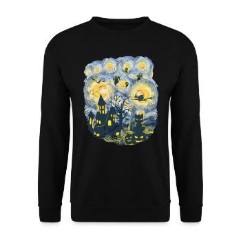 Spooky Evening With Pumpkins Ghosts - Unisex Sweatshirt - black - Front - Alina (178cm) & Michal (187cm)
