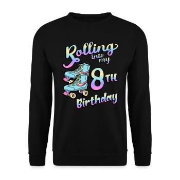 Rolling Into My 8th Birthday Quad Skater - Unisex Sweatshirt - black - Front - Alina (178cm) & Michal (187cm)