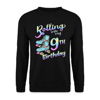 Rouler dans mon patineur quad de 9e anniversaire - Sweat-shirt Unisexe - noir - Devant - Alina (178cm) & Michal (187cm)