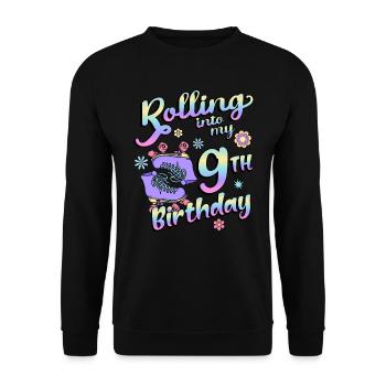 Rouler dans mon patineur quad de 9e anniversaire - Sweat-shirt Unisexe - noir - Devant - Alina (178cm) & Michal (187cm)