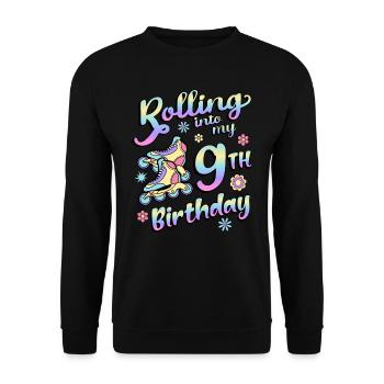 Rolling Into My 9th Birthday Roller Skater Inline - Unisex Pullover - Schwarz - Vorne - Alina (178cm) & Michal (187cm)