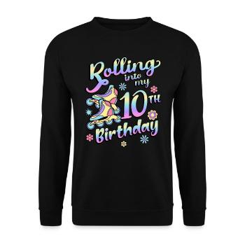 Rouler dans mon patineur à roulettes de 10e anniversaire - Sweat-shirt Unisexe - noir - Devant - Alina (178cm) & Michal (187cm)