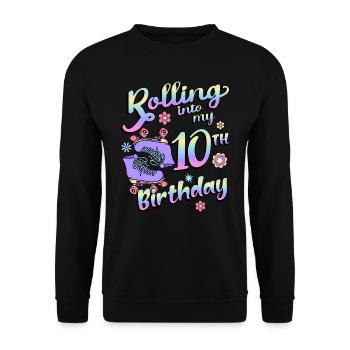 Rolling Into My 10th Birthday Quad Skater - Unisex Pullover - Schwarz - Vorne - Alina (178cm) & Michal (187cm)