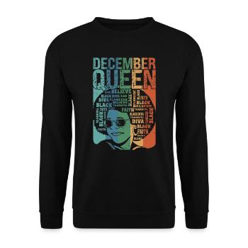 Décembre Le mois de la naissance de la Reine célèbre le - Sweat-shirt Unisexe - noir - Devant - Alina (178cm) & Michal (187cm)