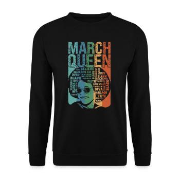 Mars, mois de la naissance de la Reine, célèbre le - Sweat-shirt Unisexe - noir - Devant - Alina (178cm) & Michal (187cm)