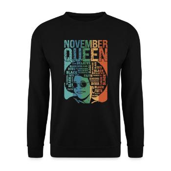 November, The Month Of The Queen's Birth, - Unisex Sweatshirt - black - Front - Alina (178cm) & Michal (187cm)