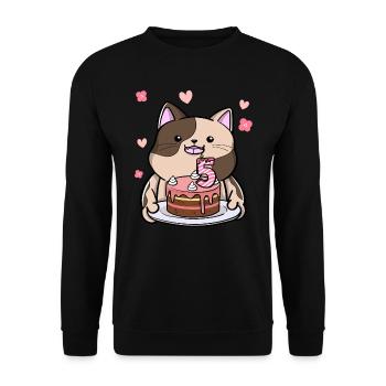 Le chat potelé garde un gâteau d’anniversaire 5. - Sweat-shirt Unisexe - noir - Devant - Alina (178cm) & Michal (187cm)