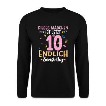 Dieses Mädchen Ist Jetzt 10 Endlich Zweistellig - Unisex Pullover - Schwarz - Vorne - Alina (178cm) & Michal (187cm)