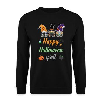 Halloween Vibes Pumpkin Cat In Witch Hat - Unisex Sweatshirt - black - Front - Alina (178cm) & Michal (187cm)
