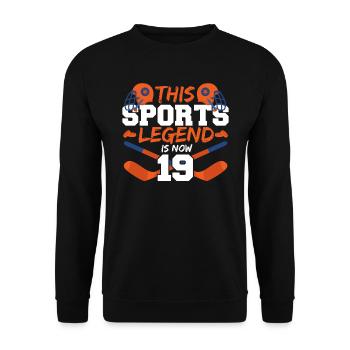 This sports legend is now 19, hockey game 19. - Unisex Sweatshirt - black - Front - Alina (178cm) & Michal (187cm)
