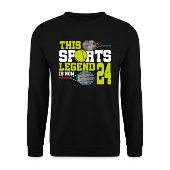Diese Sportlegende Ist Jetzt 24, Tennis 24. - Unisex Pullover - Schwarz - Vorne - Alina (178cm) & Michal (187cm)