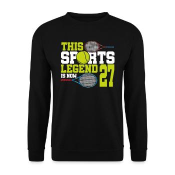 Cette légende du sport a maintenant 27 ans, le tennis 27. - Sweat-shirt Unisexe - noir - Devant - Alina (178cm) & Michal (187cm)