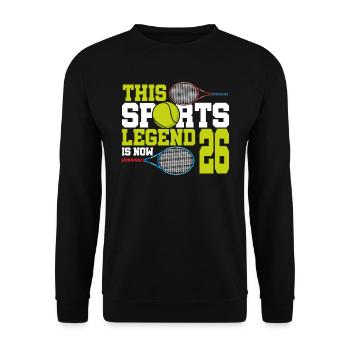 Cette légende du sport a maintenant 26 ans, le tennis 26. - Sweat-shirt Unisexe - noir - Devant - Alina (178cm) & Michal (187cm)