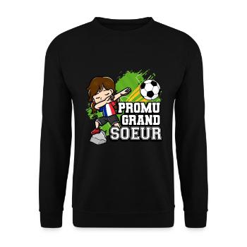 Promu Grand Soeur Lustiger Fußballspieler - Unisex Pullover - Schwarz - Vorne - Alina (178cm) & Michal (187cm)