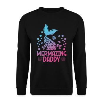Mermazing Daddy Fantasy Mermaid Tale Und Muscheln - Unisex Pullover - Schwarz - Vorne - Alina (178cm) & Michal (187cm)