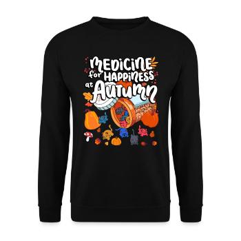 Medicine for Happiness at Autumn Cat Gummies - Unisex Sweatshirt - black - Front - Alina (178cm) & Michal (187cm)
