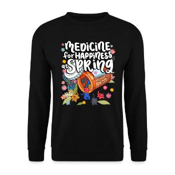 Medizin Zum Glücklichsein Bei Spring Cat Gummies - Unisex Pullover - Schwarz - Vorne - Alina (178cm) & Michal (187cm)