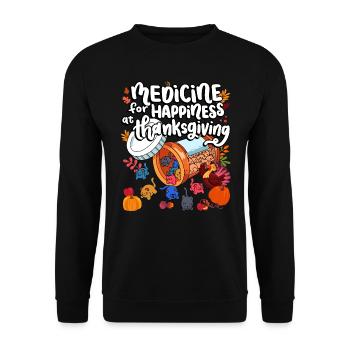 Medicine For Happiness On Thanksgiving - Unisex Sweatshirt - black - Front - Alina (178cm) & Michal (187cm)
