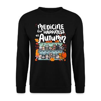 Medicine for Happiness in Autumn Weekdays Days - Unisex Sweatshirt - black - Front - Alina (178cm) & Michal (187cm)