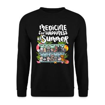 Medicine for Happiness in Summer Weekday Cats - Unisex Sweatshirt - black - Front - Alina (178cm) & Michal (187cm)