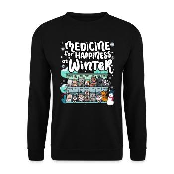 Medicine for happiness on winter weekdays cats - Unisex Sweatshirt - black - Front - Alina (178cm) & Michal (187cm)