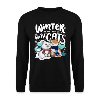 Winter is better with cats autumn season - Unisex Sweatshirt - black - Front - Alina (178cm) & Michal (187cm)