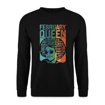 Février Le mois de naissance de la Reine célèbre le - Sweat-shirt Unisexe - noir - Devant - Alina (178cm) & Michal (187cm)