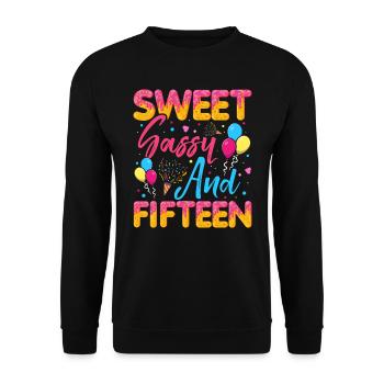 Sweet Sassy And Fifteen Sprinkles Delicious - Unisex Pullover - Schwarz - Vorne - Alina (178cm) & Michal (187cm)