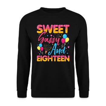 Sweet Sassy And Eighteen Sprinkles Delicious - Unisex Pullover - Schwarz - Vorne - Alina (178cm) & Michal (187cm)